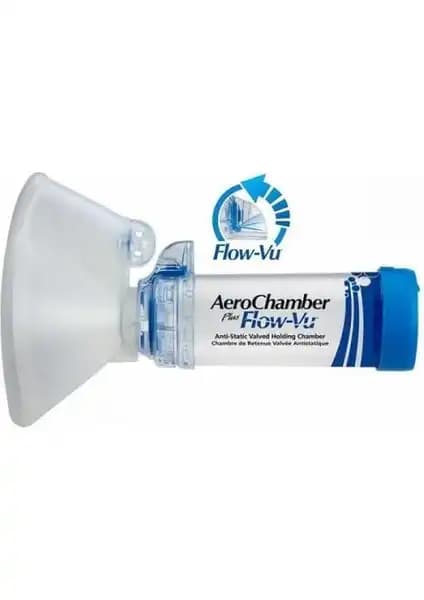 AeroChamber Plus Flow-Vu Mavi Large 5+ Solunum Yardımcısı Çocuk ve Yetişkinler İçin Güvenilir Çözüm