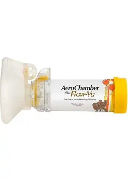 AeroChamber Plus Flow-Vu Sarı Çocuklar İçin Güvenilir ve Kullanıcı Dostu Solunum Yardımcısı