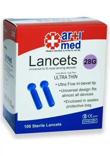 ArtıMed Lancet 28G 100 Adet Ultra İnce Kan Alma Seti Klinik ve Ev Kullanımı İçin Uygun