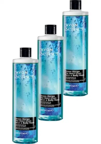 Avon Senses Ocean Surge Erkek Duş Jeli Nane ve Deniz Kokusu ile Ferah ve Enerjik Temizlik