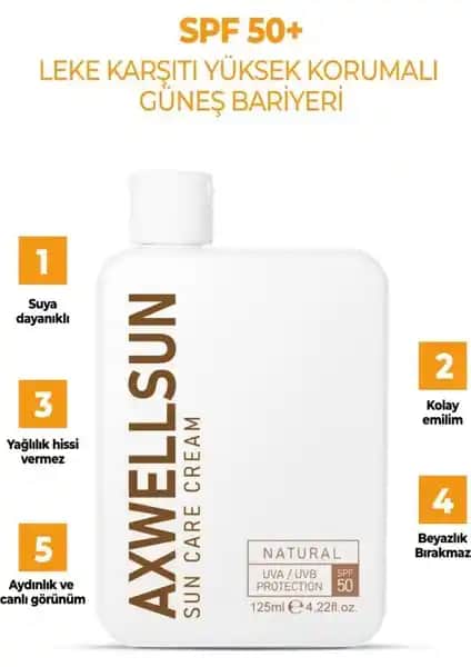 Axwell 50 SPF+ Güneş Koruyucu ve Leke Karşıtı Nemlendirici Krem Özellikleri
