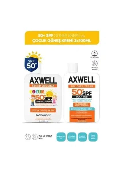 Axwell 50+ SPF Yetişkin ve Çocuk Güneş Kremi Seti: Güvenli ve Yüksek Koruma Sağlayan Ürün