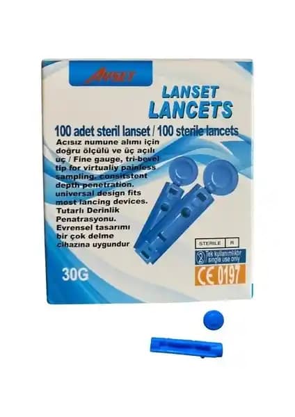 Ayset Lanset 30 G 100 Adet - Güvenli ve Steril Laboratuvar Lansetleri