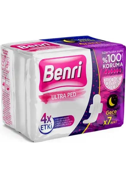 Benri Hijyenik Ped Gece 7'li: Konfor ve Güvenlik Sunan Uzun Gece Pedleri