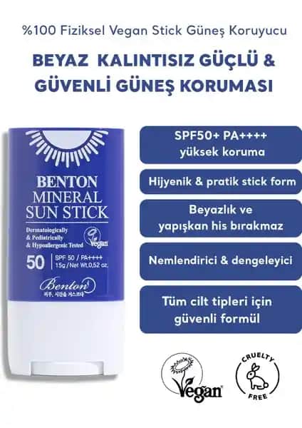 Benton Mineral Sun Stick SPF50 PA++++: Yüksek Koruma Sağlayan Pratik Güneş Koruyucu