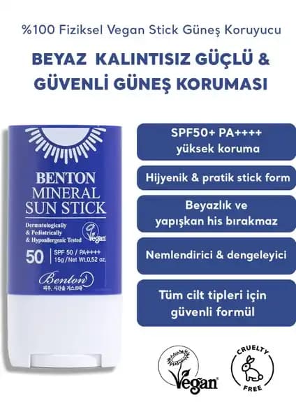 Benton Mineral Sun Stick SPF50 PA++++: Yüksek Koruma Sağlayan Pratik Güneş Koruyucu