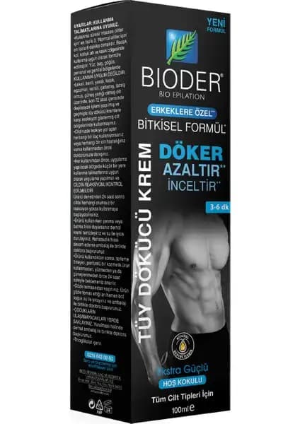 Bioder Erkekler İçin Tüy Dökücü Krem 100 ml: Etkili ve Güvenilir Tüy Giderici Çözüm
