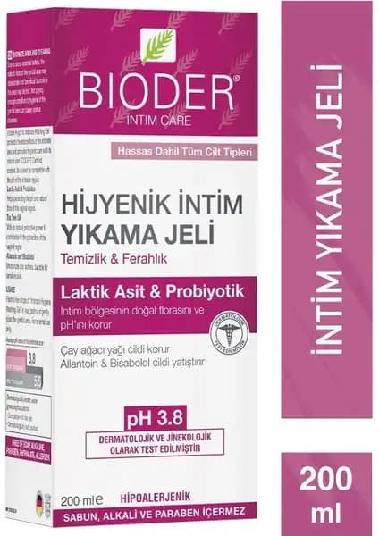 Bioder İntim Care 200 ml Hijyenik Vajinal Temizlik Jeli Kadınlar İçin Güvenli ve Doğal Kullanım