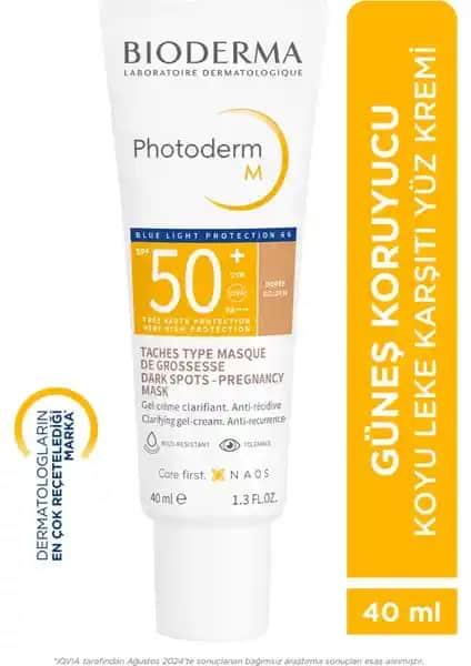 Bioderma Photoderm M Golden SPF50+ Koyu Leke ve Mavi Işığa Karşı Yüksek Koruma Sağlayan Renkli Yüz Güneş Kremi