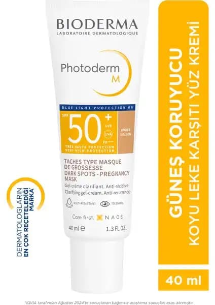 Bioderma Photoderm M Golden SPF50+ Koyu Leke ve Mavi Işığa Karşı Yüksek Koruma Sağlayan Renkli Yüz Güneş Kremi