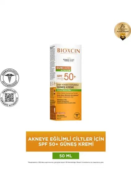 Bioxcin SPF 50+ Güneş Kremi Akneye Eğilimli ve Yağlı Ciltler İçin Koruma ve Bakım