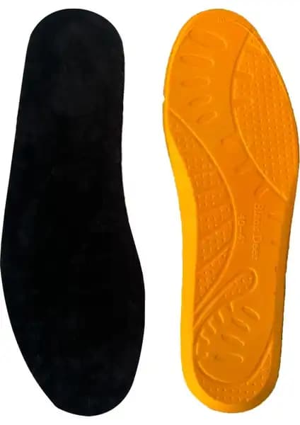 Black Deer Soft Comfort Kışlık Termal Yünlü Ortopedik Tabanlık Siyah-Turuncu
