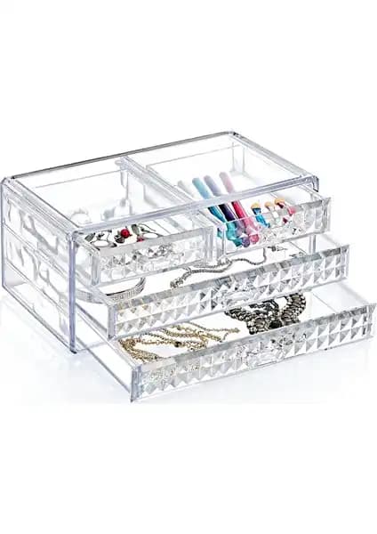 Box Up Diamond 4 Gözlü Çekmece Organizer ile Kozmetik ve Makyaj Düzeninizi Geliştirin