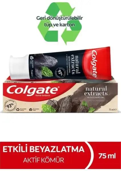 Colgate Natural Extracts Aktif Karbon ve Nane ile Doğal ve Etkili Ağız Temizliği Sağlayan Diş Macunu