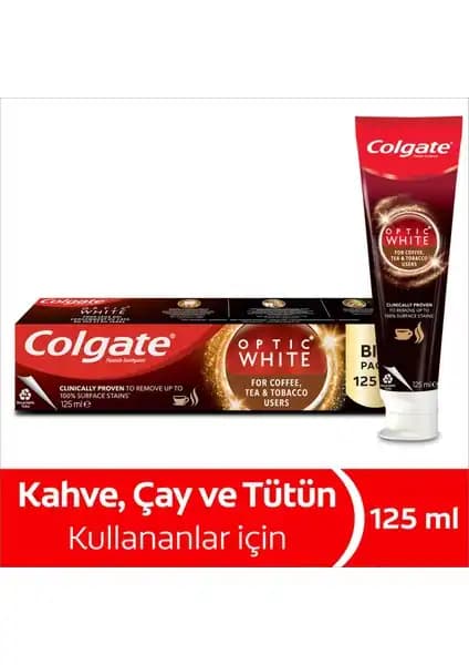 Colgate Optic White Kahve Çay Tütün Diş Macunu Renk Açıcı ve Beyazlatıcı Özellikleri
