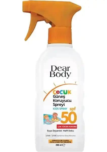 Dear Body SPF 50 Güneş Koruyucu Sprey Çocuklar ve Tüm Cilt Tipleri İçin Yüksek Koruma Sağlar
