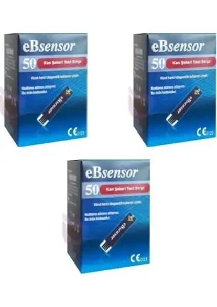 eBsensor Ölçüm Stribi X3 Kutu 150 Ölçüm Güvenilir ve Hassas Şeker Ölçüm Aracı