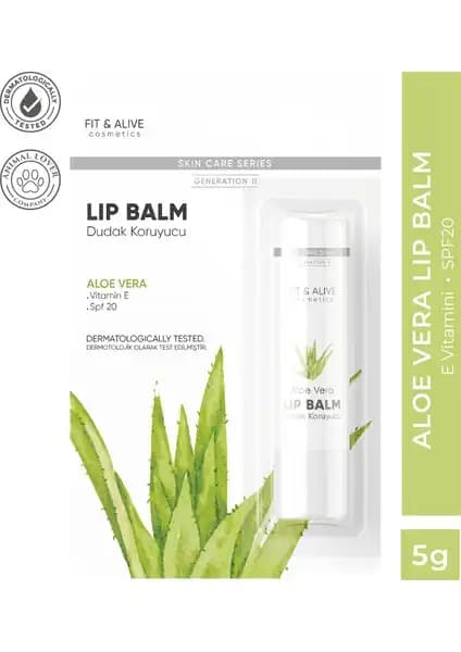 Fit & Alive Aloe Vera Dudak Balmı: Doğal İçeriklerle Nemlendiren ve Koruyan Dudak Bakım Ürünü