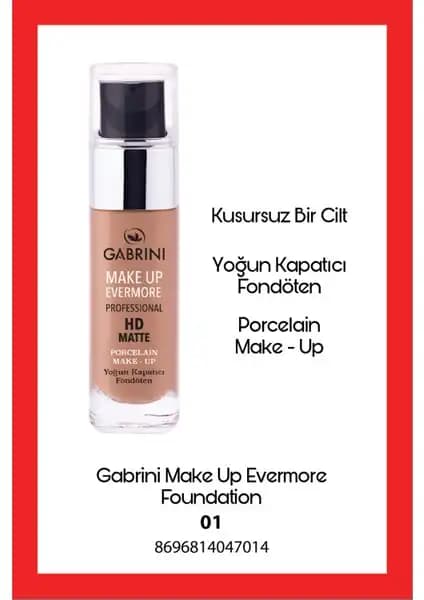 Gabrini HD Matte Foundation 01: Uzun Süre Dayanıklı ve Mat Görünüm Sağlayan Fondöten