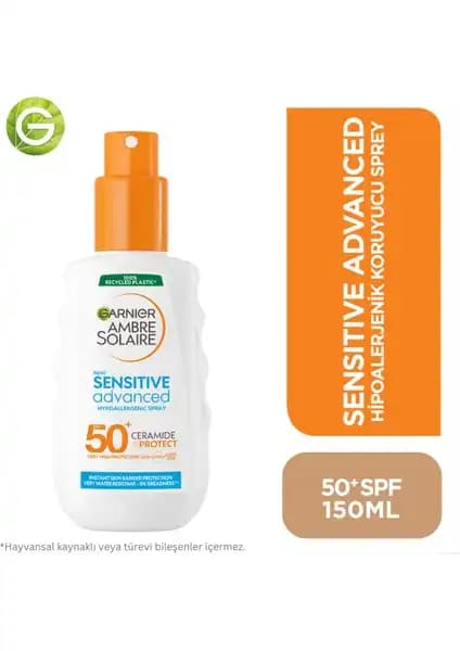 Garnier Ambre Solaire Sensitive Advanced SPF50+ Güneş Koruyucu Sprey 150ML: Hassas Ciltler İçin Güçlü ve Hafif Güneş Koruması