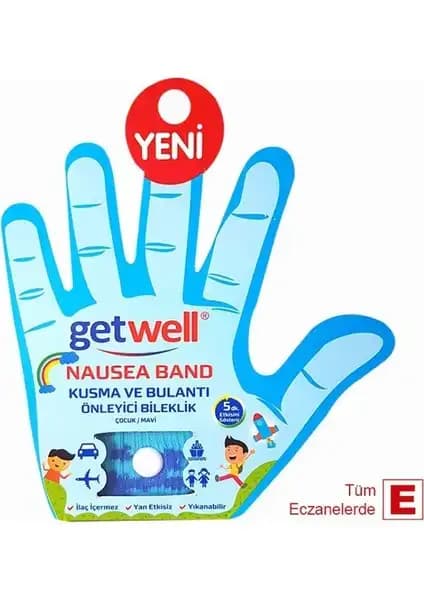Getwell Nausea Kusma ve Bileklik Band Çocuklar İçin Güvenli ve Doğal Mide Rahatlatıcı