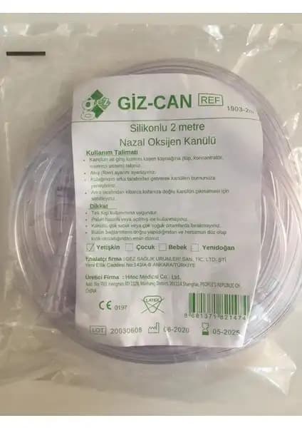 Giz-Can Silikonlu Nazal Burun Oksijen Kanülü Yetişkinler İçin Konforlu Medikal Cihaz