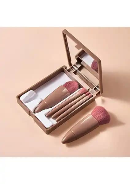 Gold Beauty Taşınabilir 5'li Makyaj Fırça Seti Şık ve Dayanıklı Seyahat Aksesuarı