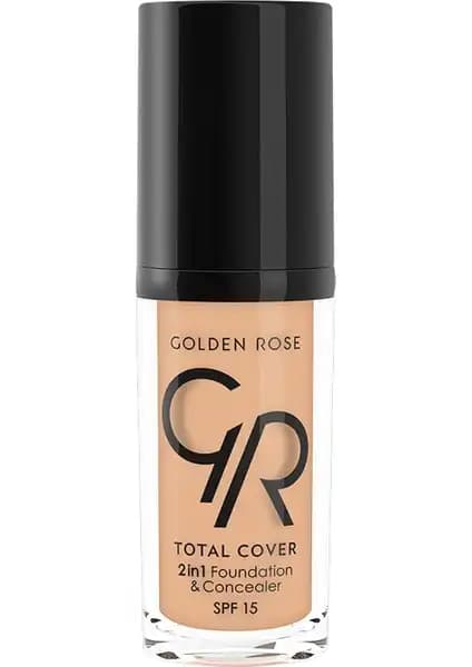 Golden Rose Total Cover 2in1 Fondöten ve Kapatıcı No: 15 Warm Sand - Pratik ve Yüksek Kapatıcılık Sunan Makyaj Ürünü