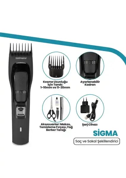 Goldmaster Sigma GM-8144 Kablosuz ve Kablolu Çok Fonksiyonlu Saç Sakal Şekillendirme Makinesi