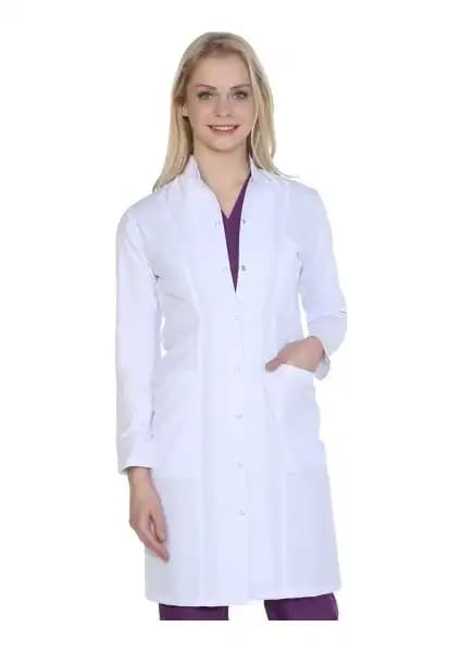 Kadınlar İçin Uzun Boy Hakim Yaka Doktor Önlüğü Sağlık Profesyonelleri İçin Uygun