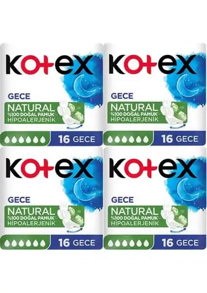 Kotex Natural Süper Ekonomik 16’lı Gece Pedleri - Doğal ve Güvenilir Hijyen Ürünü