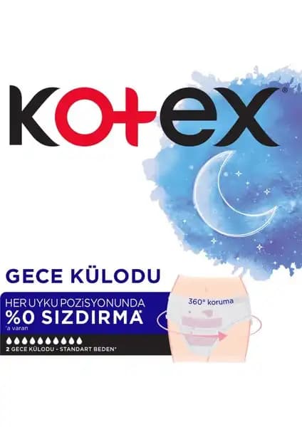 Kotex Regl Gece Külodu 2'li 3 Paket Güvenli ve Konforlu Regl İç Çamaşırı