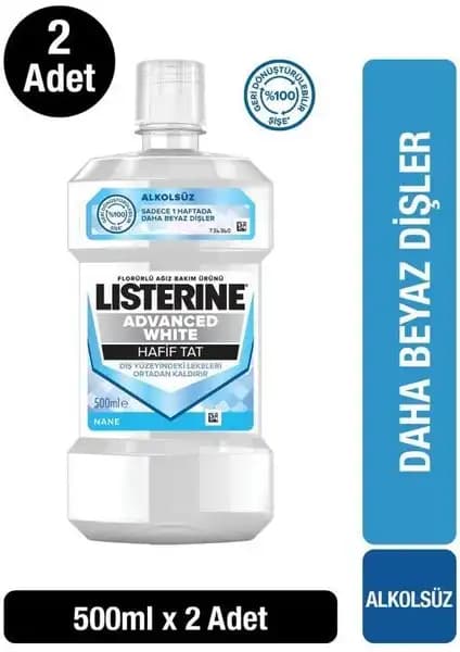 Listerine Advanced White Hafif Tat Alkolsüz Ağız Bakım Suyu Ürünü ve Kullanım Yöntemleri