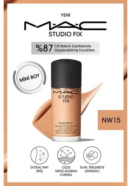 Mac Studio Fix Fluid SPF 15 Mini Mat Fondöten: Yüksek Kapatıcılık ve Doğal Mat Bitiş Sunar