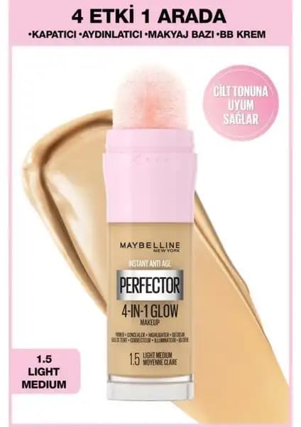 Maybelline New York Instant Perfector Glow 4 Etki Fondöten: Doğal ve Parlak Görünüm İçin Günlük Kullanım