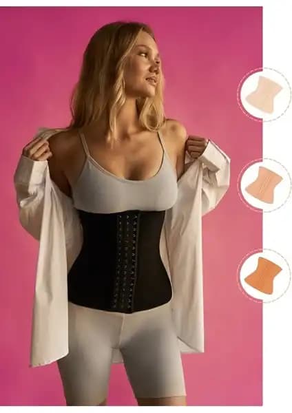 Mistirik Askısız Latex Bel Eğitmeni Siyah Renk Doğum Sonrası Bel Şekillendirme Ürünü