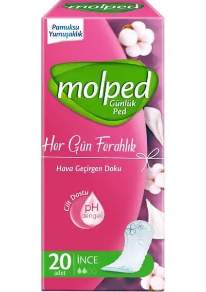 Molped Günlük Ped Her Gün Ferahlık 20'li - Günlük Hijyen ve Konfor İçin Güvenilir Seçenek