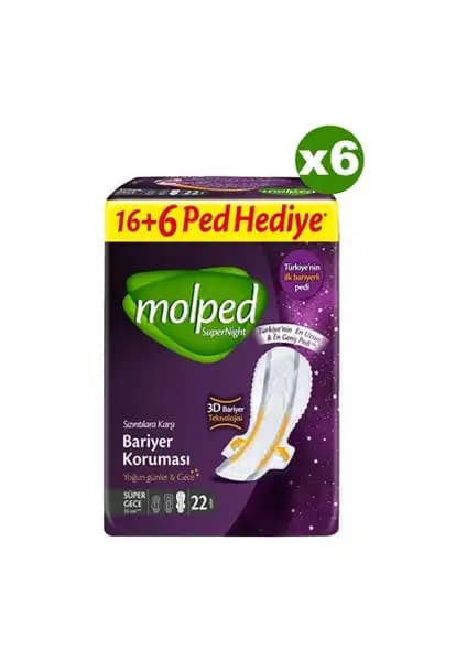 Molped Süpernight Süper Gece Dev Pedleri: Yüksek Emicilik ve Güvenle Gece Konforu