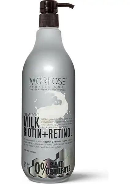 Morfose Sülfatsız Milk Biotin Retinol İçerikli Tuzsuz Şampuan Saç Güçlendirme ve Parlaklık Sağlar