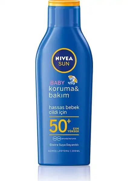Nivea Sun Bebek Bakım Yapan Güneş Losyonu SPF 50+ yüksek koruma ve hassas cilt uyumu