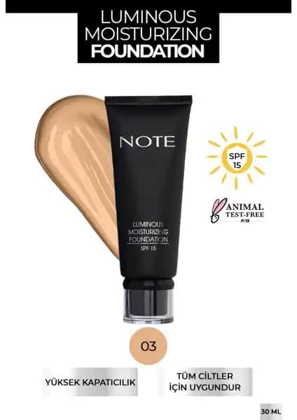 Note Cosmetics Luminous Moisturizing SPF 15 Fondöten: Doğal Parlaklık ve Yoğun Nem Sunar