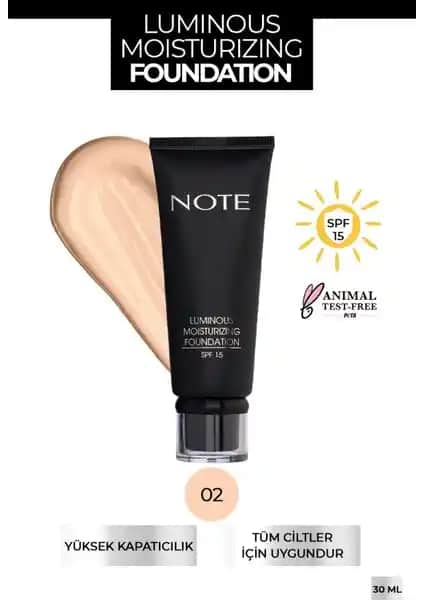 Note Cosmetics Luminous Moisturizing SPF 15 Fondöten: Nem ve Parlaklık Sunan Günlük Kullanım Ürünü
