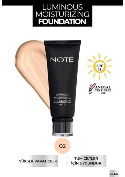 Note Cosmetics Luminous Moisturizing SPF 15 Fondöten: Nem ve Parlaklık Sunan Günlük Kullanım Ürünü