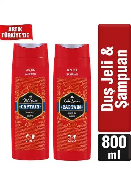 Old Spice Captain Duş Jeli ve Şampuan Seti Denizlerin Gücü ve Erkeklik İfadesi
