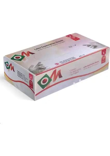 OM Pudrasız Lateks Eldiven 100'lü Paket Güvenli ve Çok Yönlü Kullanım İçin