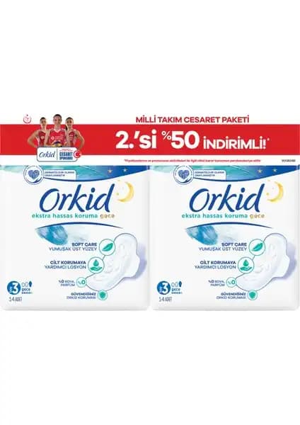 Orkid Ekstra Hassas Koruma Gece Pedleri: Yüksek Emicilik ve Cilt Dostu Tasarım
