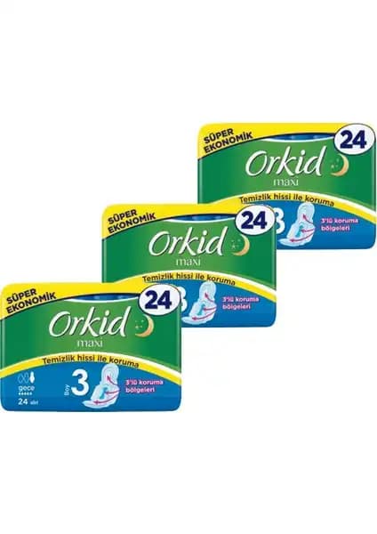 Orkid Maxi 3 Gece Hijyenik Ped: Yüksek Koruma ve Konfor Sunan Kadın Ürünü