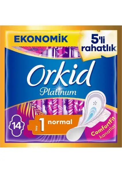 Orkid Platinum Normal Hijyenik Ped 14'lü Ekonomik Paket Günlük Kullanım İçin Güvenilir ve Konforlu
