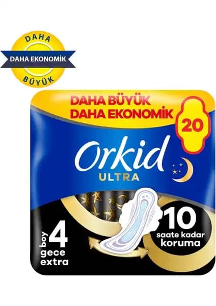 Orkid Ultra Gece Ekstra Hijyenik Pedler Uzun Süreli Güvenli Koruma Sağlar