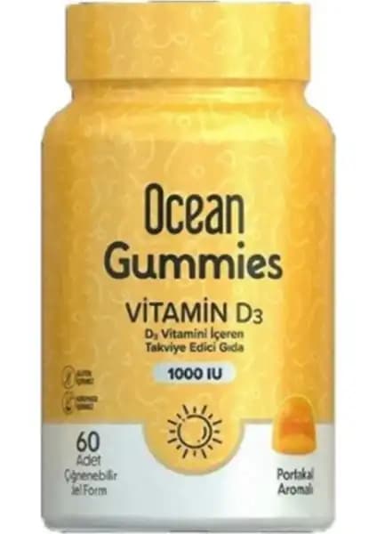 Orzax Ocean Gummies Vitamin D3 1000 IU Sağlık ve Güzelliği Destekleyen Takviye Ürünü